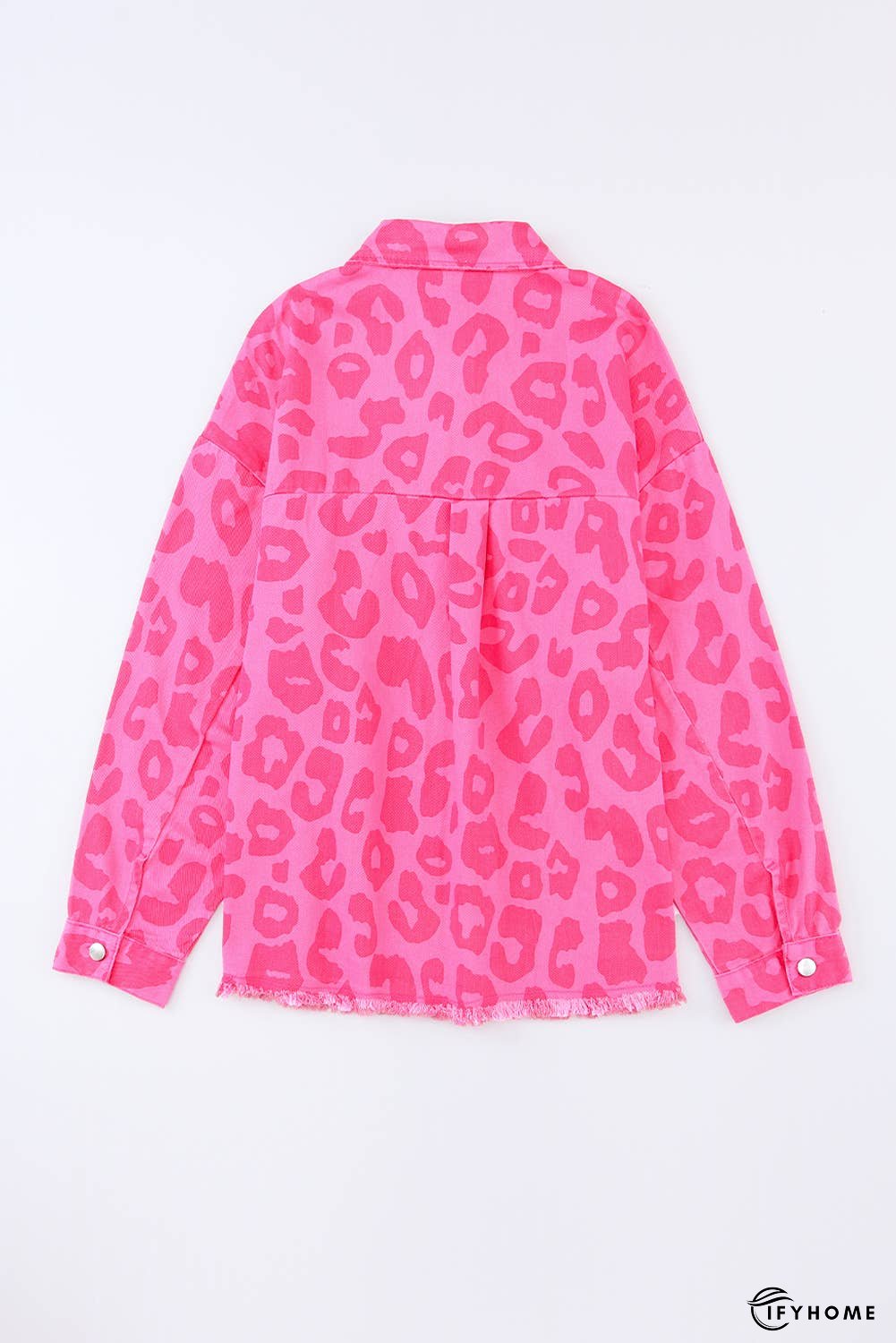 Leopard Print Button Cuffs Raw Hem Jacket | IFYHOME