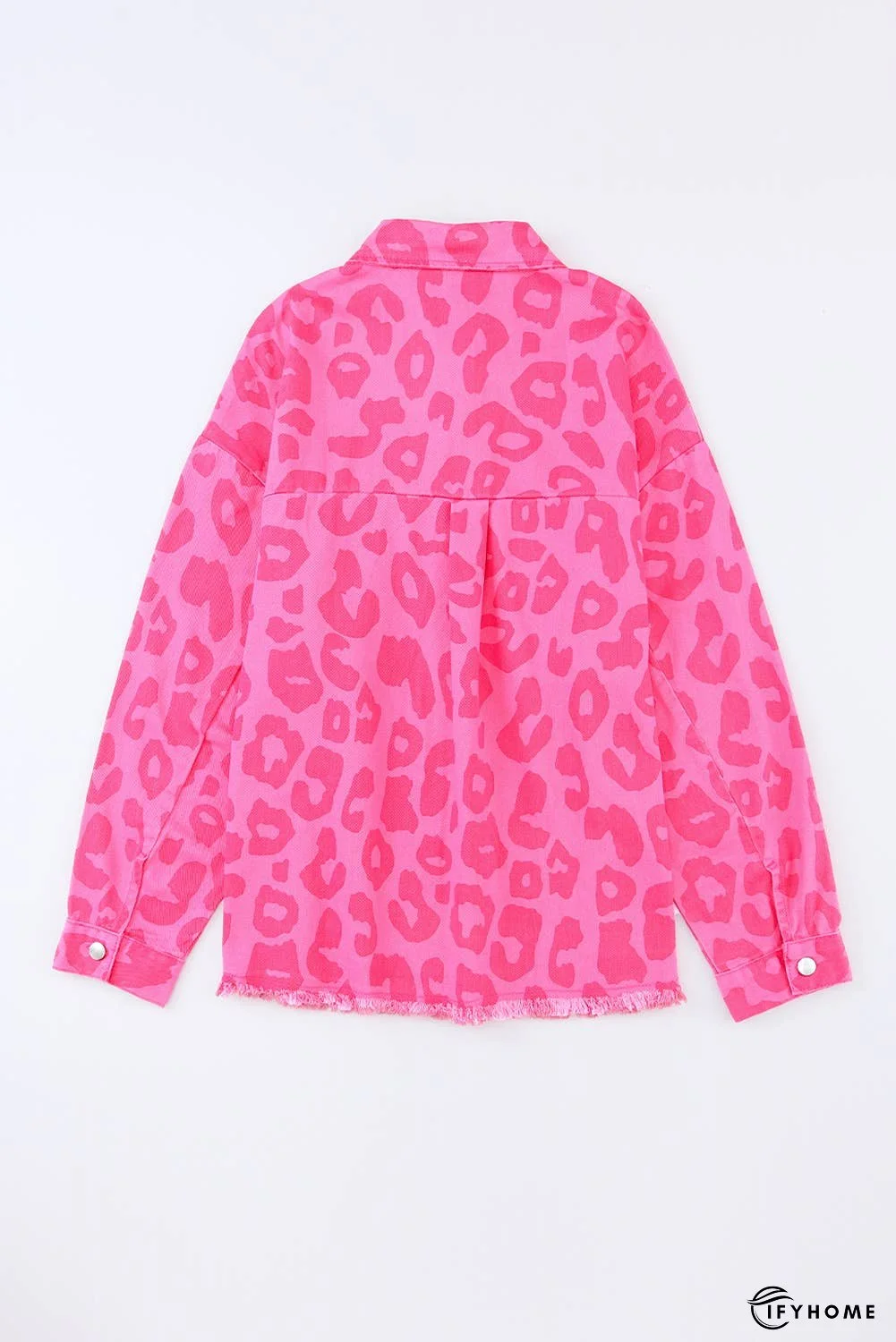 Leopard Print Button Cuffs Raw Hem Jacket | IFYHOME