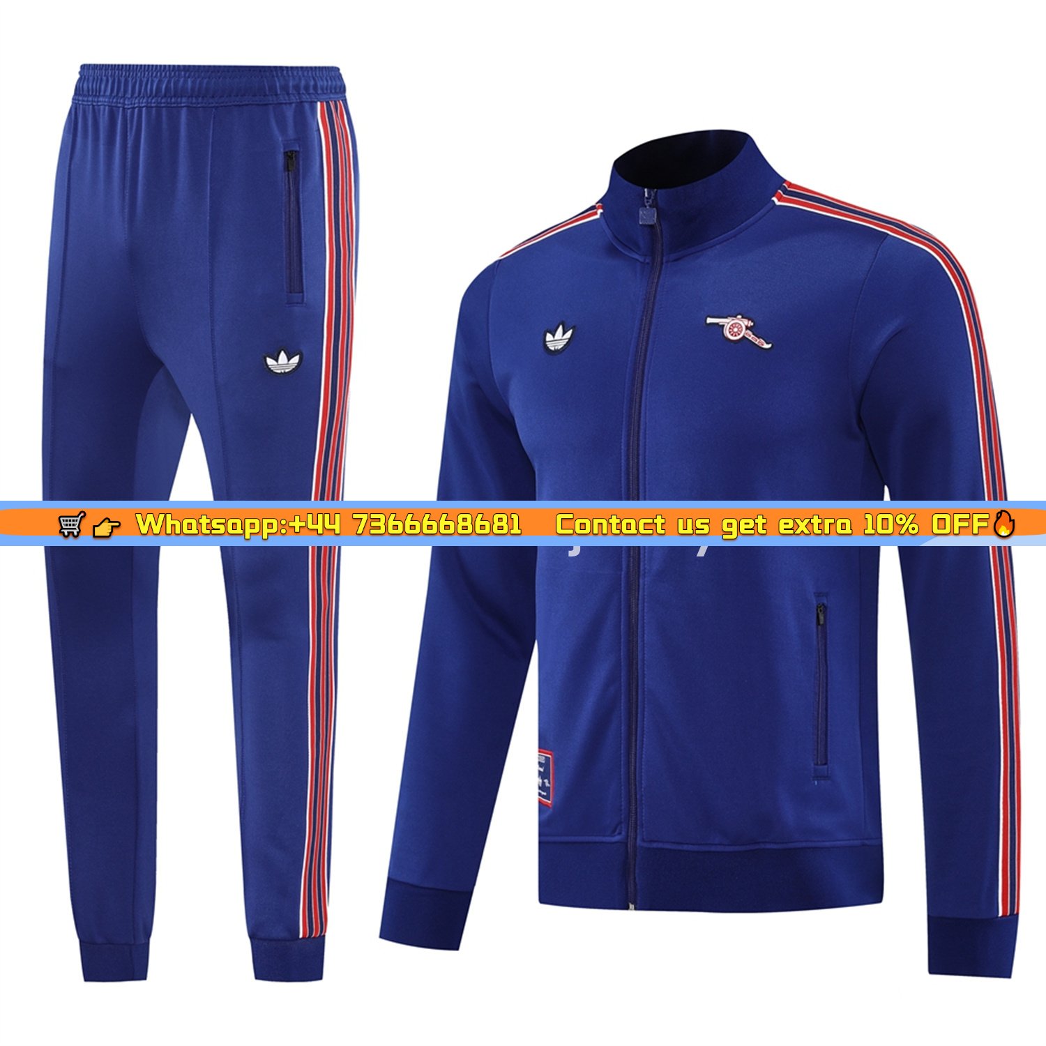 Arsenal 25-26 Throwback Trefoil Jacket Training Tracksuit - Royal Blue Jackets & Pants