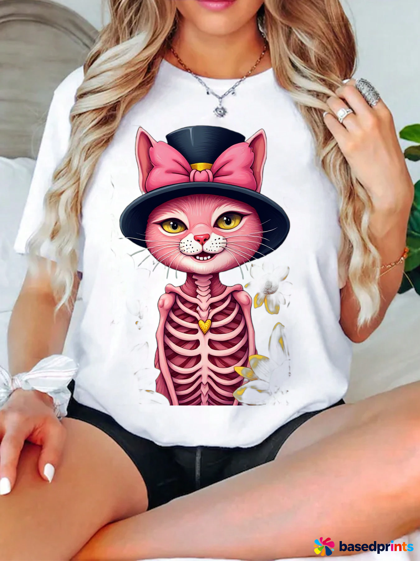 Cat Graphic Tee Shirt Women Summer Casual Short Sleeve Tops