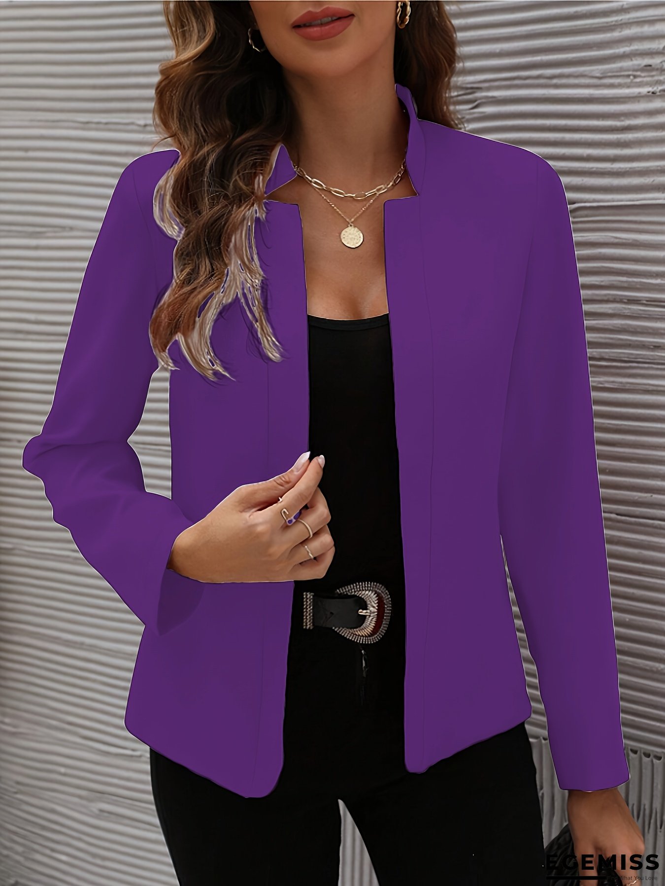 Women&lsquo;s Casual Long Sleeve Cardigan Jacket - Vibrant Yellow Solid Color, Open Front Design, Lightweight & Stylish for Spring, Summer, and Fall, Versatile Layering Piece, Spring Outerwear, Elegant Sleeve Design, Quality Craftsmanship | EGEMISS