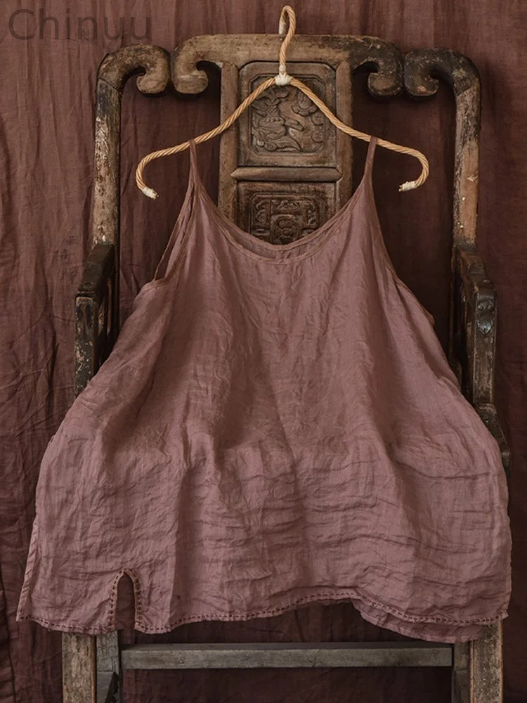 Women's Casual Solid Color Loose Suspender Top