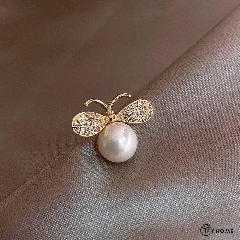 Pearl And Cubic Zirconia Brooch With Diamond Accents | IFYHOME