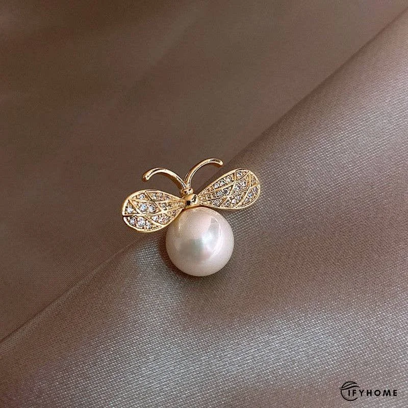 Pearl And Cubic Zirconia Brooch With Diamond Accents | IFYHOME