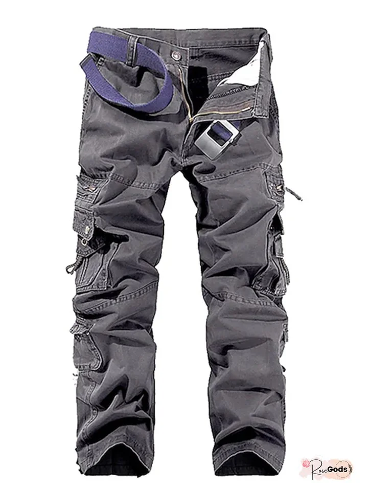 Men's Cargo Pants Trousers Tactical Work Pants Multi Pocket Straight Leg Plain Full Length Daily Wear 100% Cotton Classic Tactical Green Black