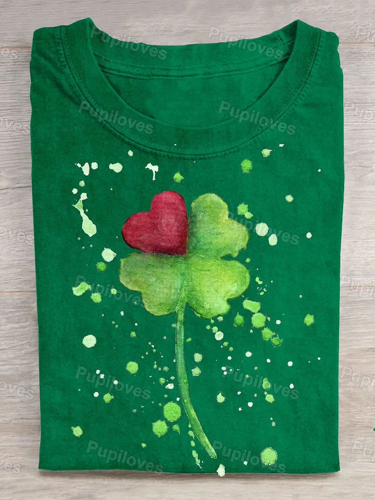 Pupiloves Pupiloves  Unisex St. Patrick's Day Shamrock  Art Print Design T-shirt