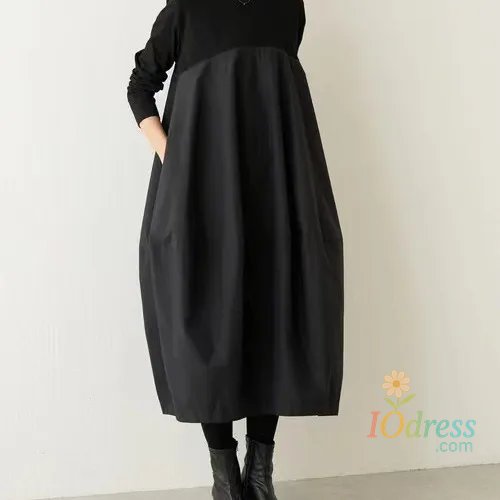 IO Dress 2023 Autumn/Winter New Arrival Japanese Korean Style Leisure Knit Long Sleeve Round Neck Dress Stock Available