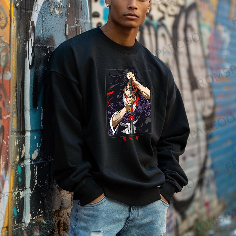 Men's crew neck sweatshirt anime print T-shirt