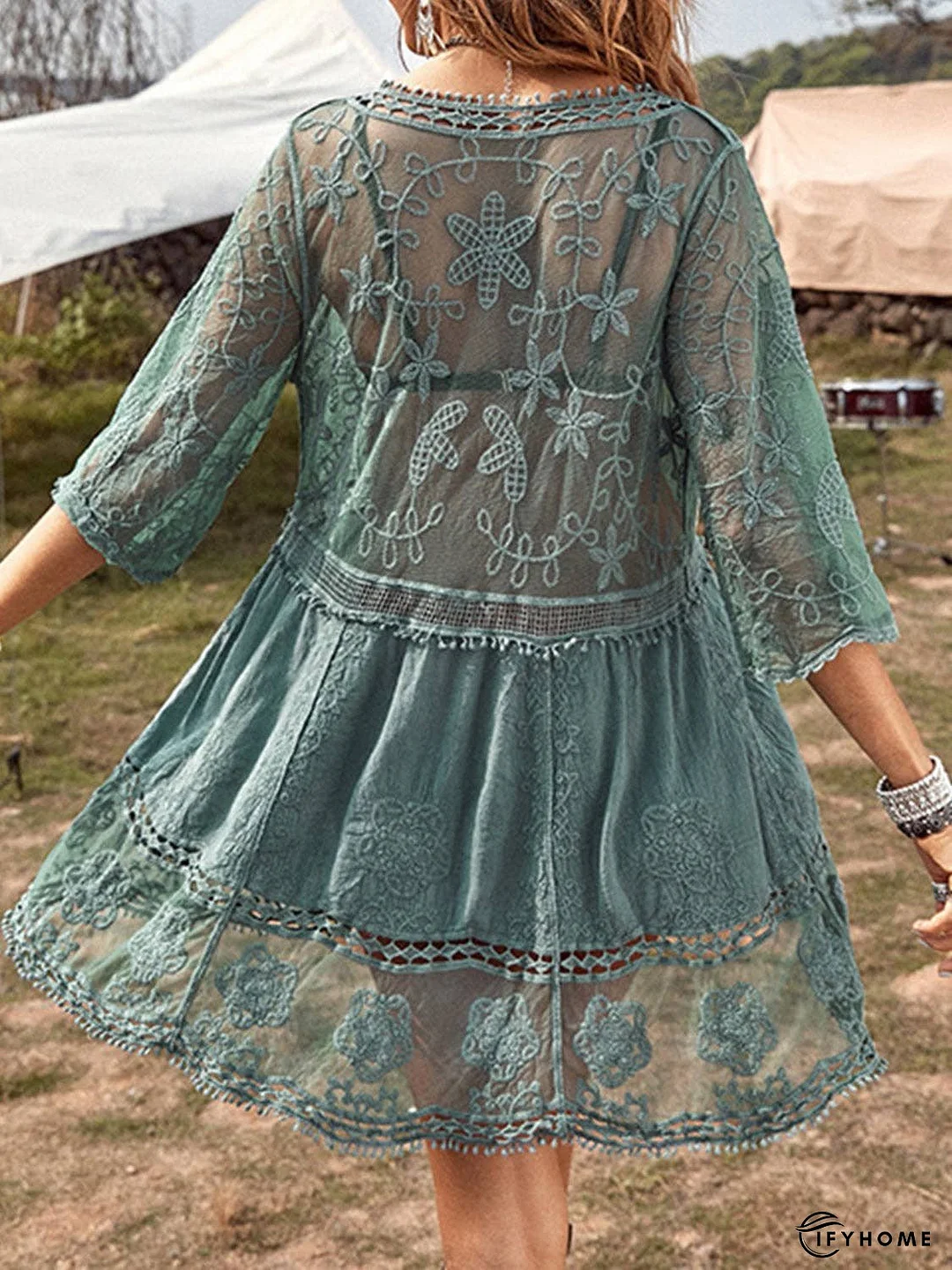 Lace Detail Plunge Cover-Up Dress | IFYHOME