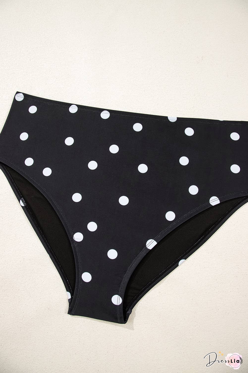 Polka Dot Trim V Neck Plus Size Swim Dress