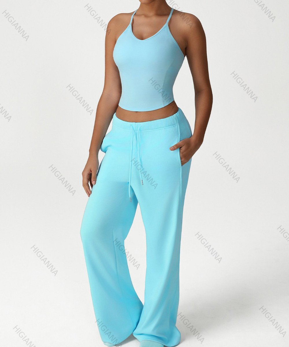 Racerback Crop Tank & Wide-Leg Pants Lounge Set - HIGIANNA&reg;