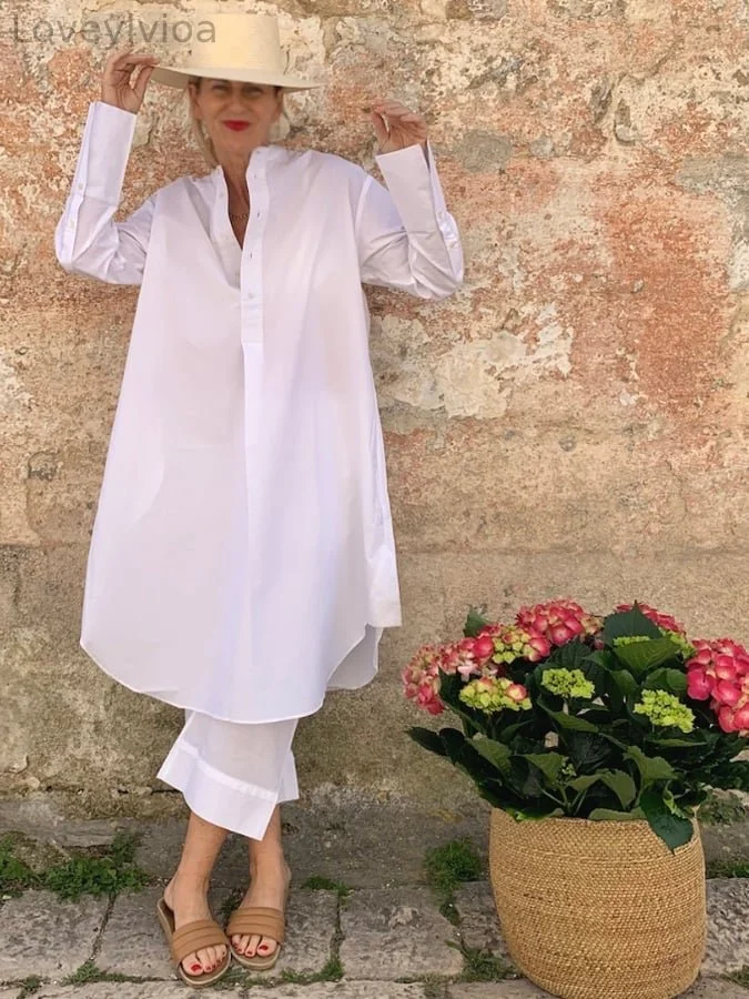 Women's Casual Elegant Long Shirt Dress