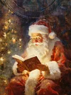 Cute Santa Claus Reading Book Christmas Art Print Casual T-Shirt