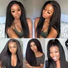 Glueless Kinky straight 200% density glueless brazilian black wigs