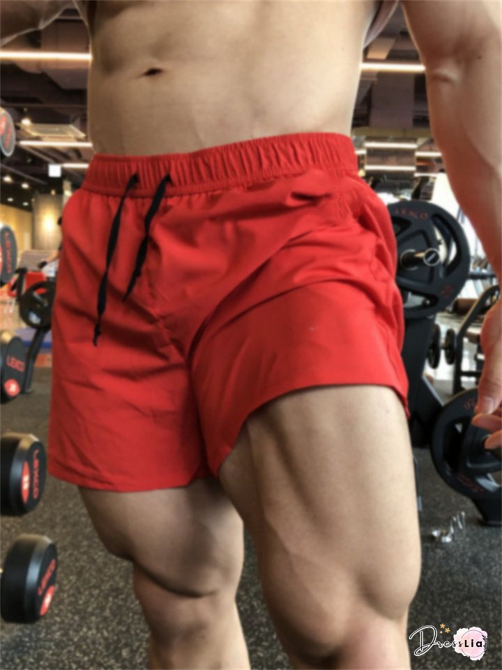 Men's Athletic Shorts Active Shorts Casual Shorts Mesh Shorts Pocket Drawstring Elastic Waist Plain Breathable Quick Dry Short Casual Daily Fashion Streetwear Black Red