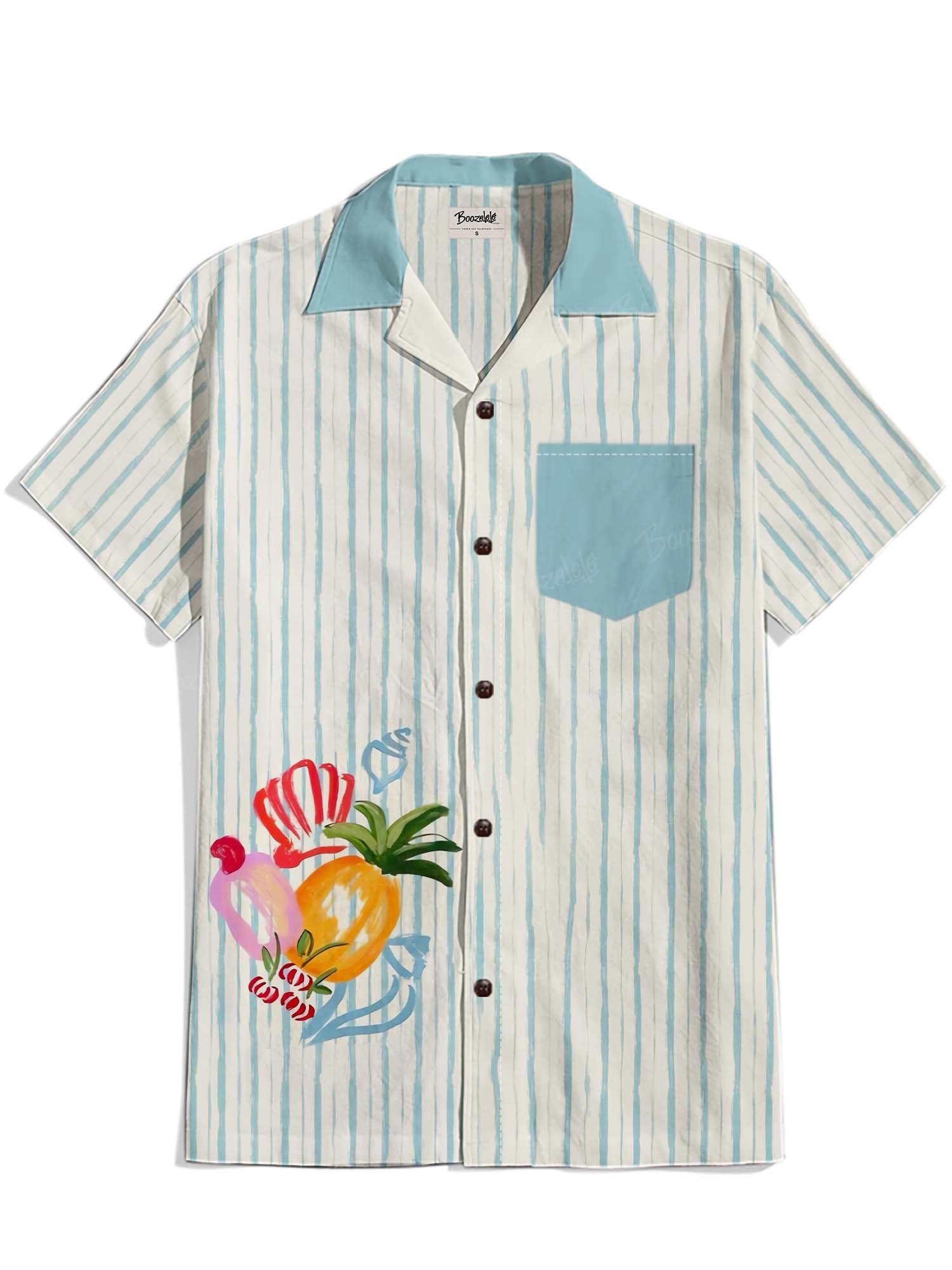 Striped Hawaiian Fruit - 100% Cotton Shirt