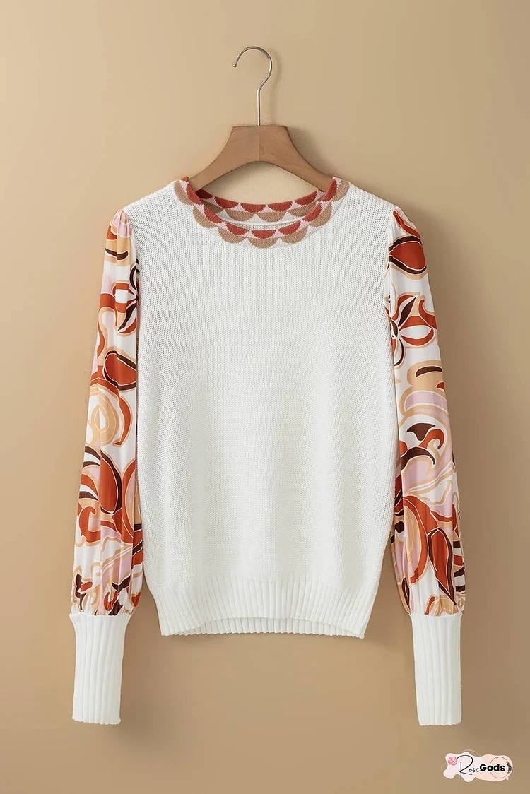 Floral Patch Bishop Sleeve Sweater
