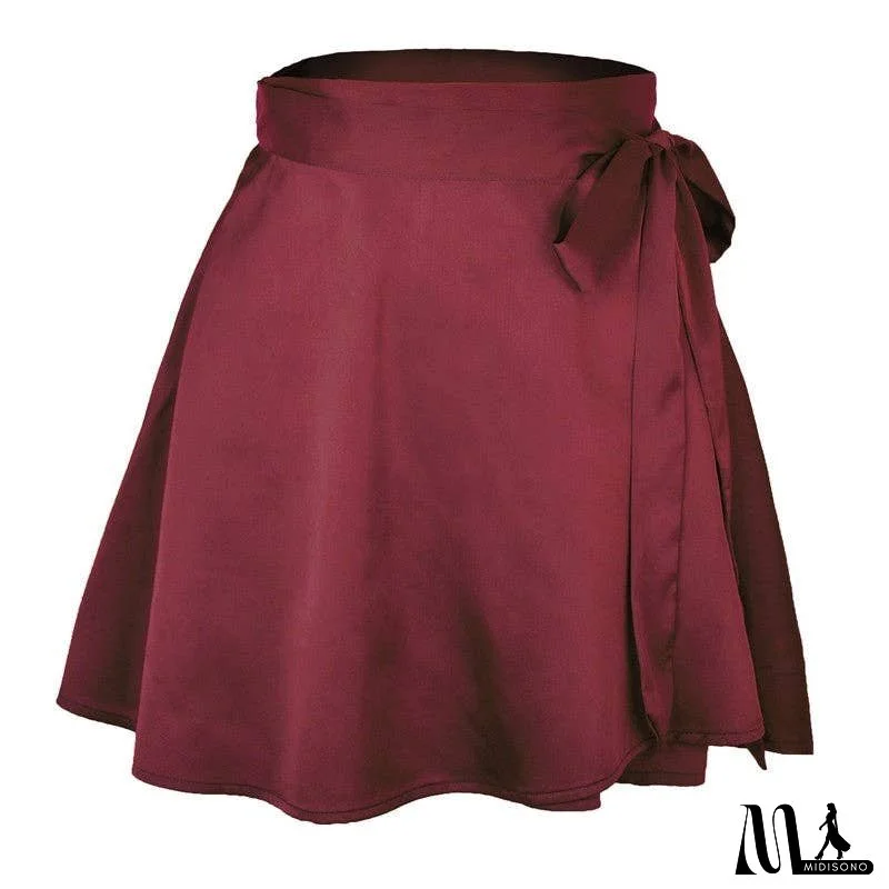 Solid Color High Waist Short Lace Chiffon Skirt