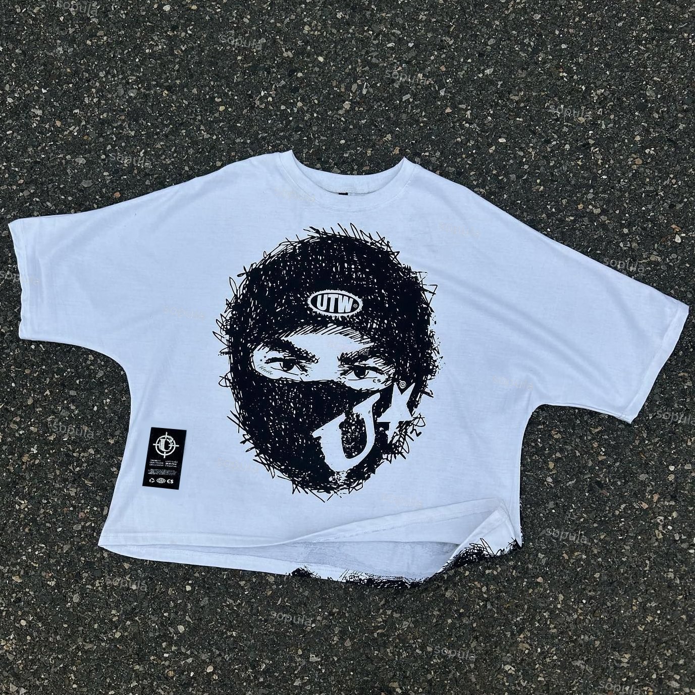 Sopula Masked Man Print Cotton Short Sleeve T-Shirt