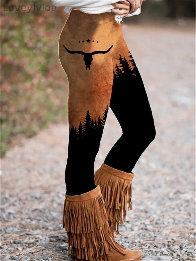 Women's Western Print Skinny Stretch Leggings
