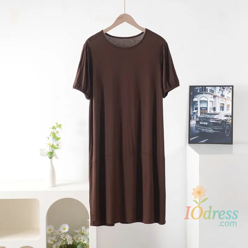 IO Dress Plus size Summer women's Loose dress short sleeves solid color XL to 8XL  dresses IO Dress