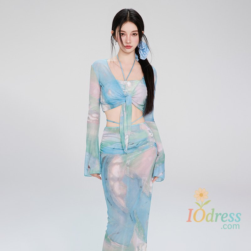 IO Dress Split Swimsuit Women's Four Piece Set Slimming Ins Style Sexy Hot Spring Bath New Swimsuit