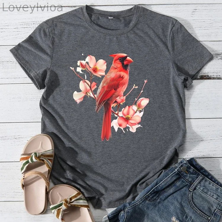 nature animal cardinal Round Neck T-shirt-0025939