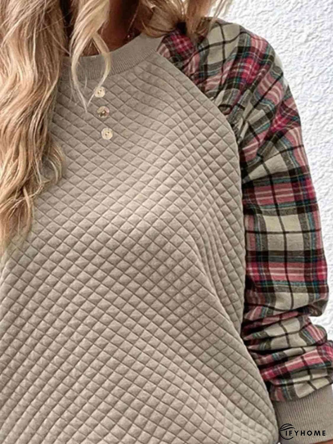 Plaid Round Neck Sweatshirt | IFYHOME