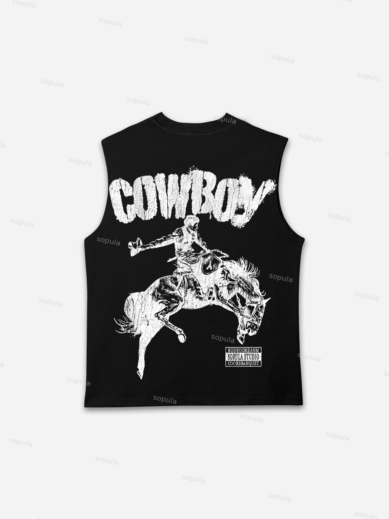 Cowboy Rodeo Street Graphic Print Tank Top