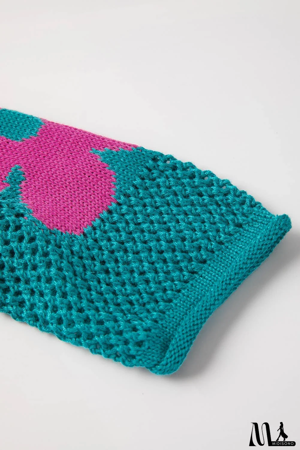 Big Flower Hollowed Knit Drop Shoulder Sweater