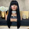Glueless Natural Black Long Straight Wig With Bang