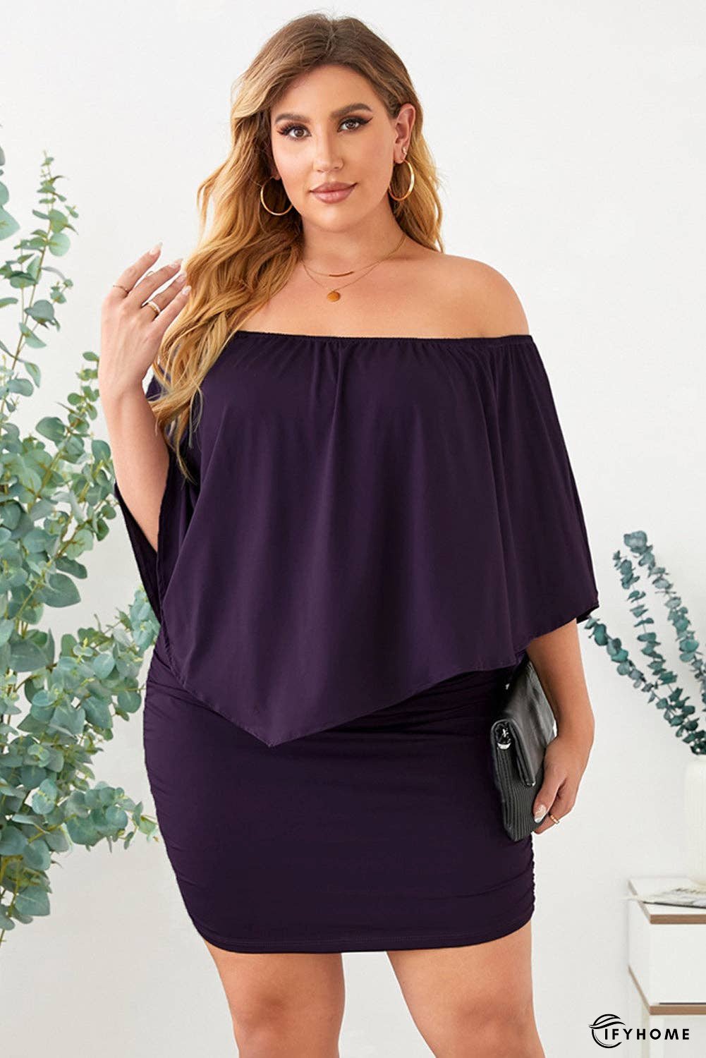 Full Size Off-Shoulder Half Sleeve Dress | IFYHOME