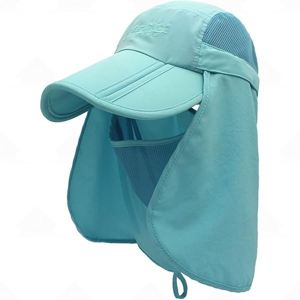 Home Prefer Men's Foldable Outdoor Sun Cap with Removable Face Mask Neck Flap Cover UPF 50+ Sun Protection Fishing Hiking Hat