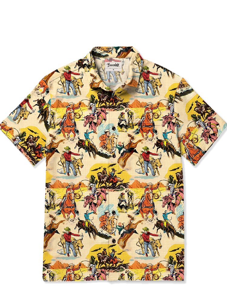 Vintage Cowboy Poster- Slub Linen Shirt