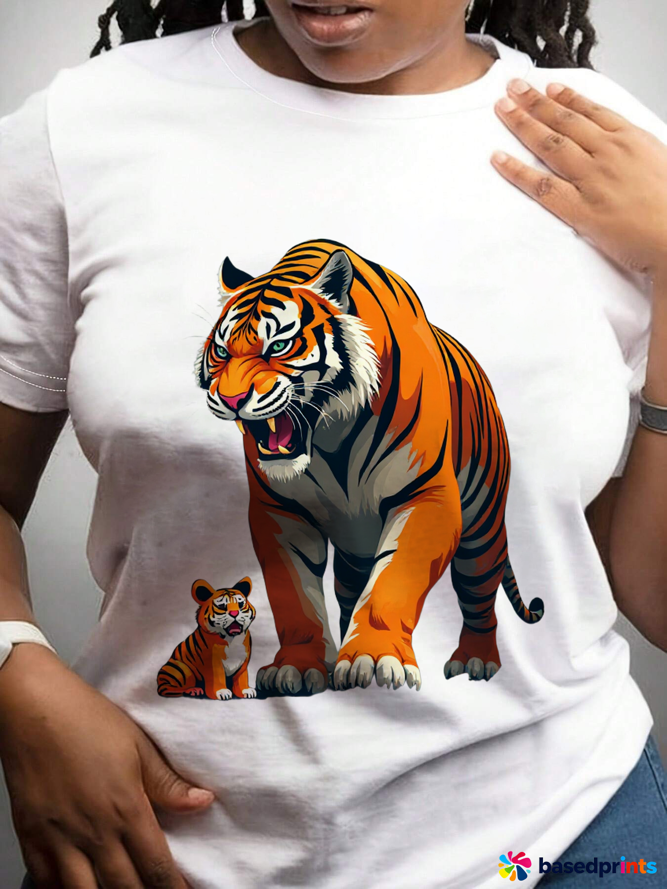 Tiger T-Shirt White Cotton Casual