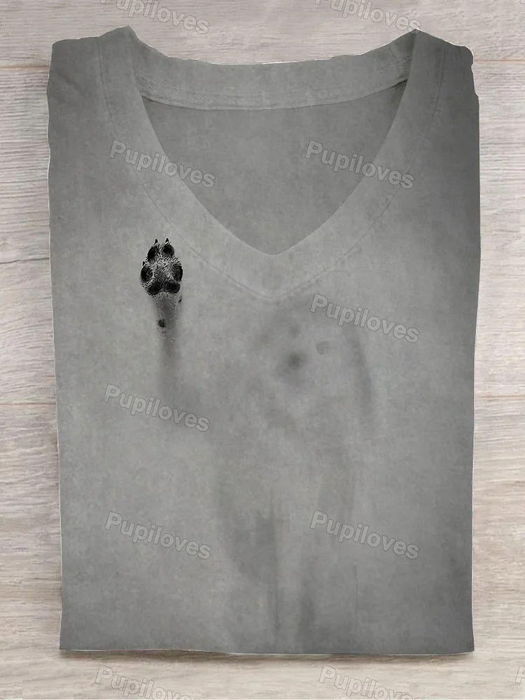 Pupiloves Pupiloves  Partial Shadow of Dog Paw V-neck T-shirt