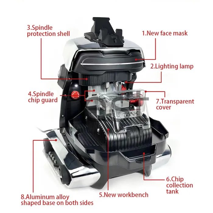 US Warehouse In STOCK. ,Free shipping and No Tax Required , 2M2 TANK 2 Pro TANK II Pro CNC Key Cutting Machine ， Mobile APP Control，support Add House Keys Mul-T-lock, Dimple, Multi-point Keys RY