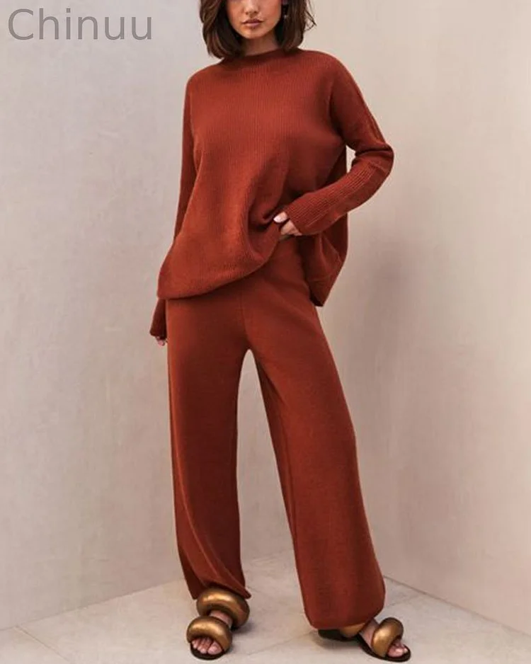 Orange red loose casual two-piece sets