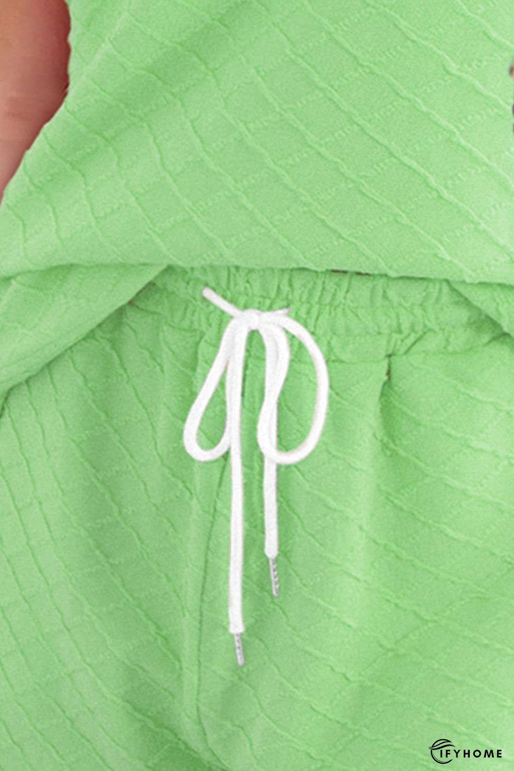 Round Neck Short Sleeve Top and Drawstring Shorts Set | IFYHOME