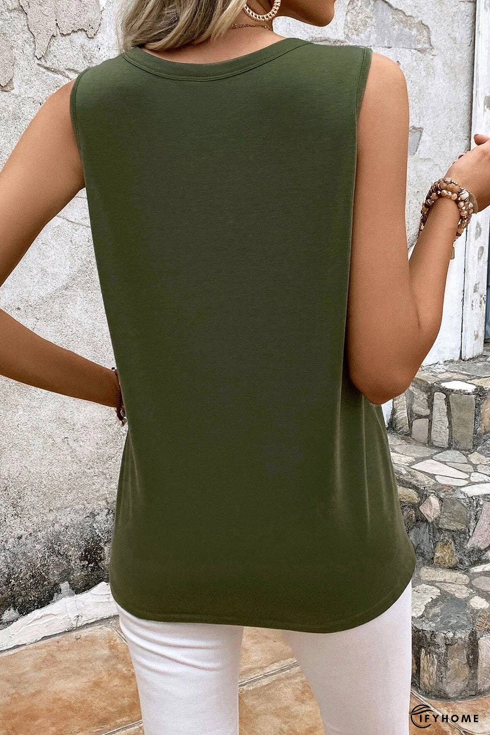Cutout Round Neck Tank | IFYHOME