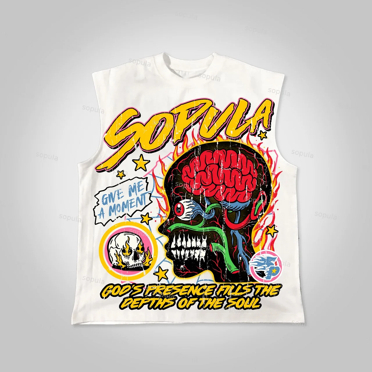 Sopula Studio Men's Burning Soul Graphics Cotton Tank Top