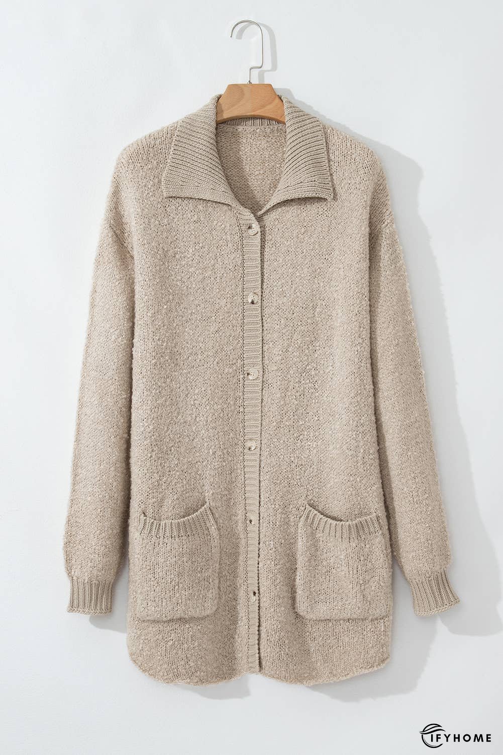 Collared Drop Shoulder Button Up Cardigan | IFYHOME