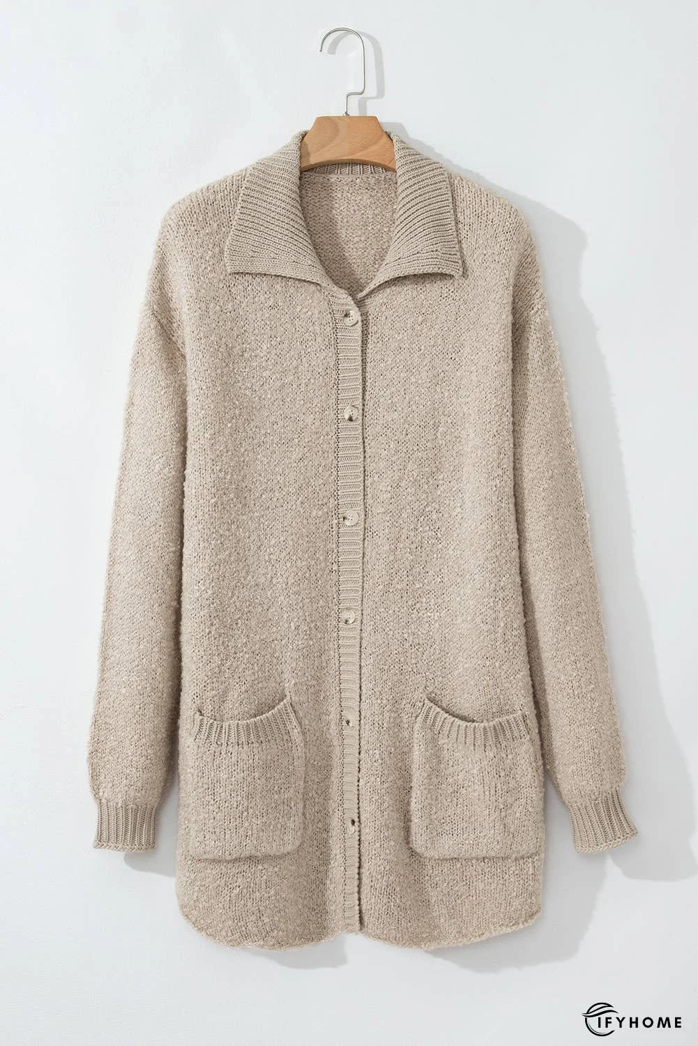 Collared Drop Shoulder Button Up Cardigan | IFYHOME