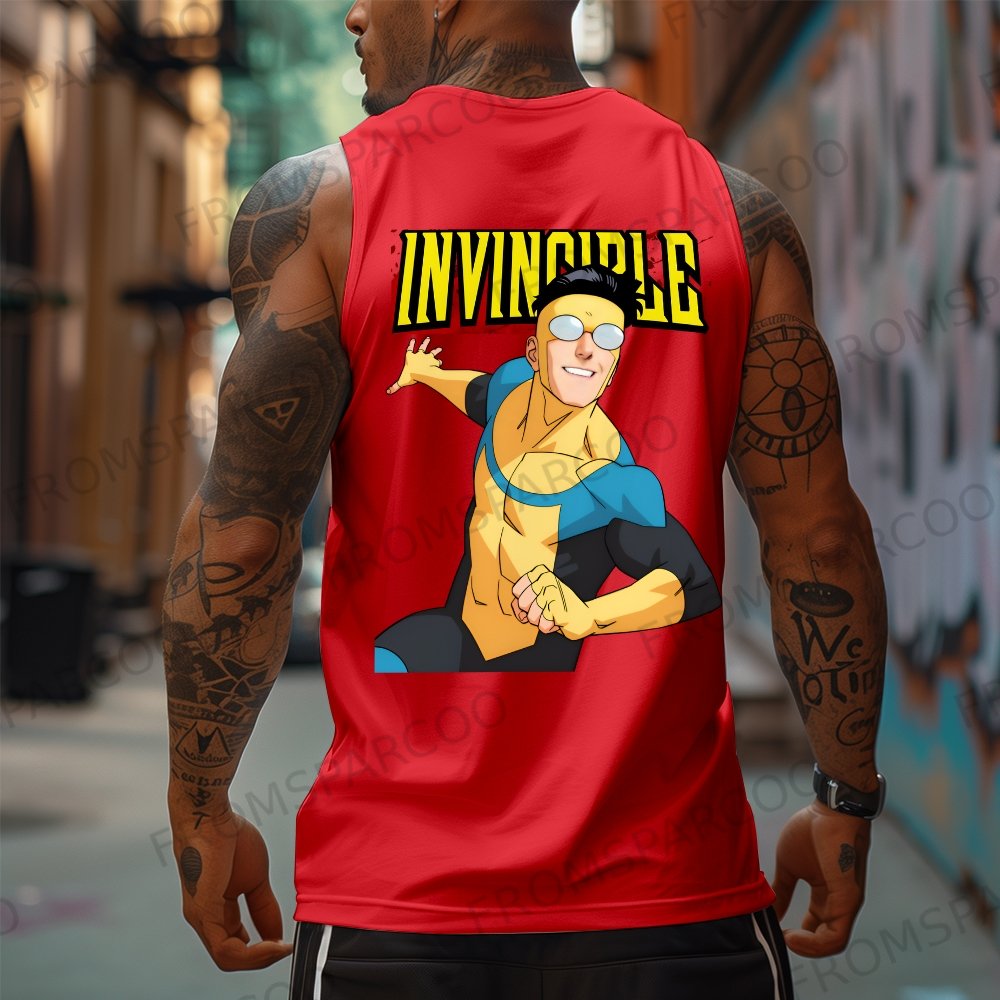 Oversized Anime Print Gym Tank Top