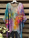 Women's Vintage Colorful Geometric Pattern Round Neck Top