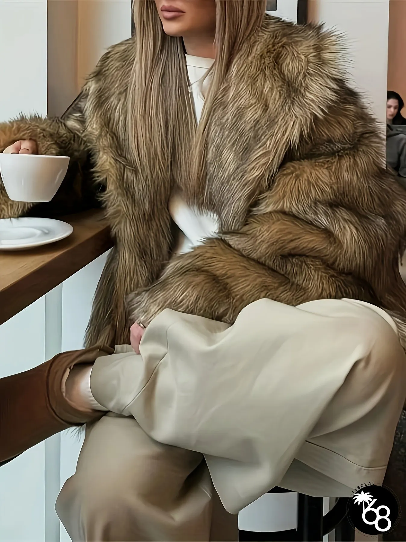 Womens Winter Faux Fur Coat-Stylish And Warm Solid Color Long sleeve open front | 168DEAL