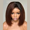 New Glueless Kinky Straight Black Gradient Light Brown Bob Wigs
