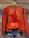Halloween Magic Black Cat Retro Art Print Sweatshirt
