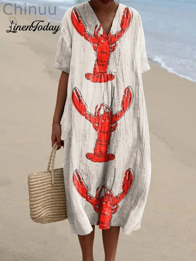 Women's  Lobster  Art Print  Casual Dress
