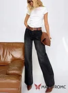 Carianne Low Rise Wide Leg Jeans Washed Black